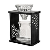 【HARIO】七寶紋手沖咖啡架組(黑色/原木)